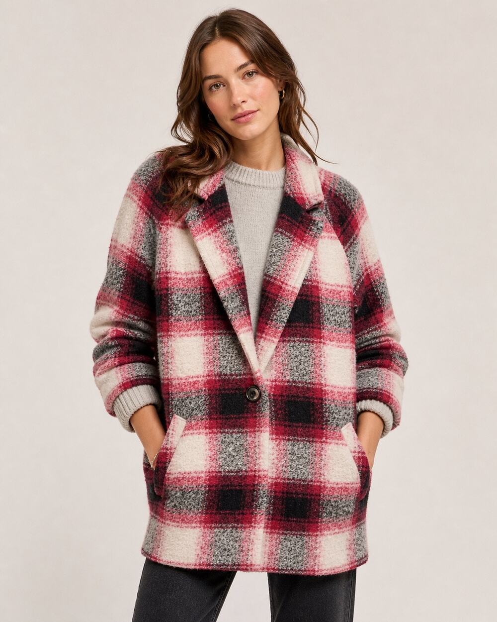 Madewell Wool Blend Plaid Cocoon Coat Jacket Size Medium
